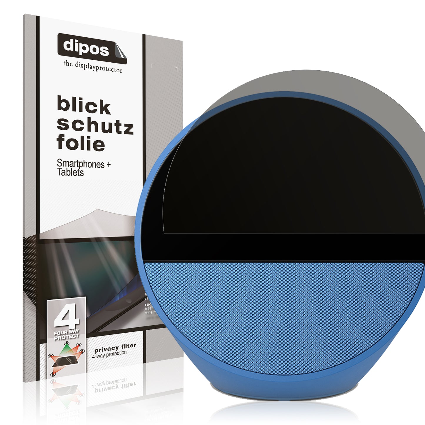 Blickschutzfolie von dipos passend für Amazon Echo Spot 2024, präziser Zuschnitt und blasenfrei montiert