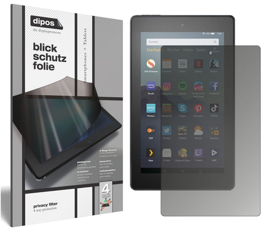 Blickschutzfolie von dipos passend für Amazon Fire 7 Tablet 9. Generation (2019), präziser Zuschnitt und blasenfrei montiert