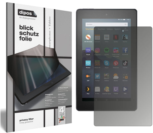 Blickschutzfolie von dipos passend für Amazon Fire 7 Tablet 9. Generation (2019), präziser Zuschnitt und blasenfrei montiert
