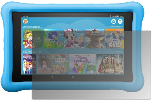 AmazonFire HD 8 Kids Edition (2018) mit aufgebrachtem dipos Displayschutz, der seitliche Einblicke blockiert