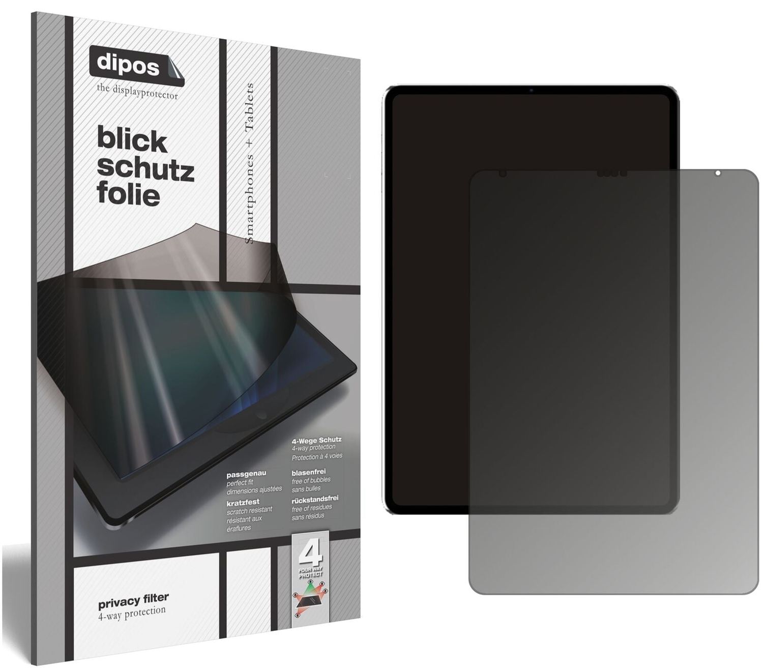 Blickschutzfolie von dipos passend für Apple iPad Pro 11 Zoll (2021), präziser Zuschnitt und blasenfrei montiert