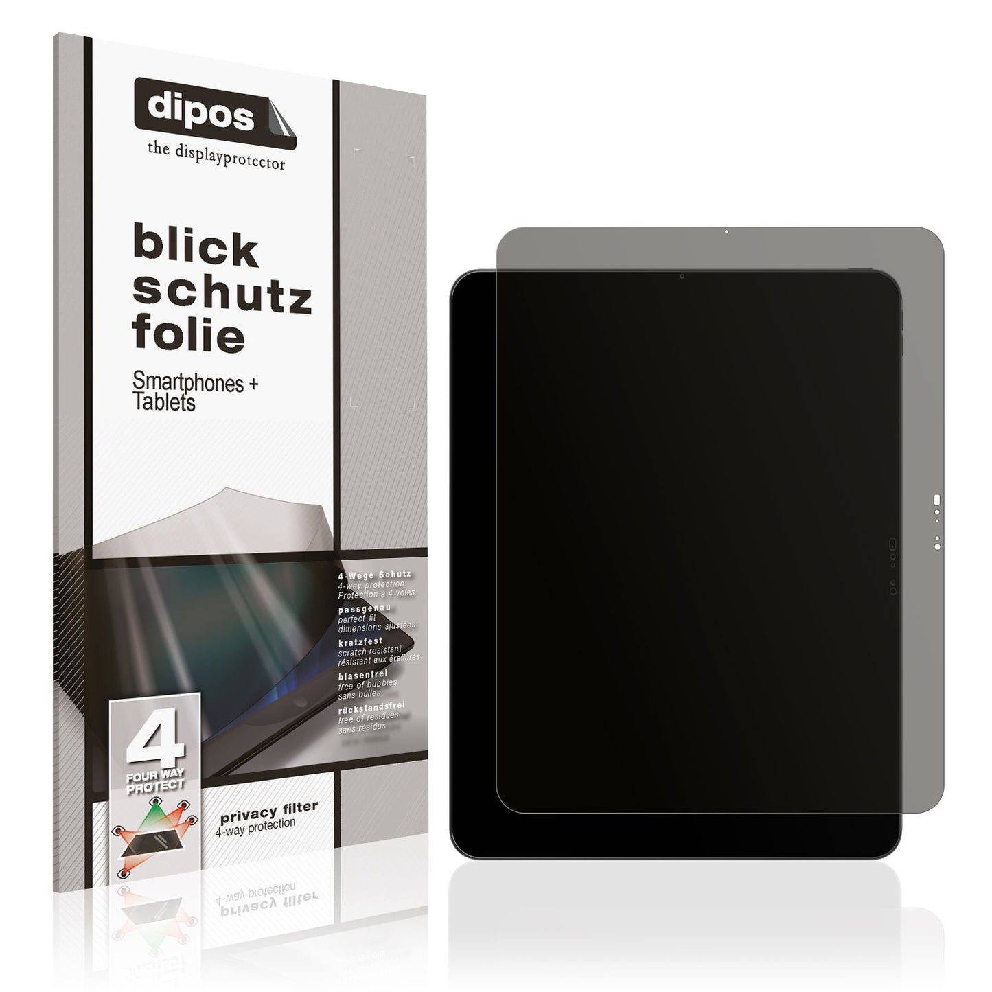 Blickschutzfolie von dipos passend für Apple iPad Pro M5 11 Zoll, präziser Zuschnitt und blasenfrei montiert