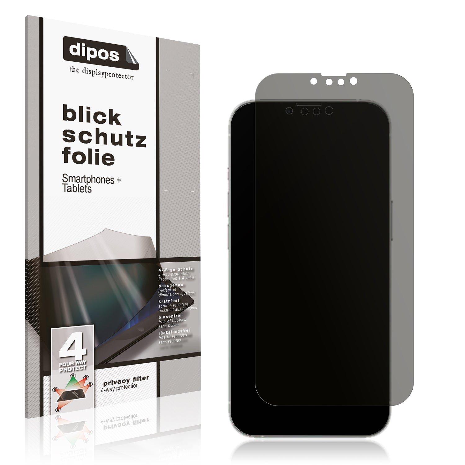 Blickschutzfolie von dipos passend für Apple iPhone 14 Plus, präziser Zuschnitt und blasenfrei montiert