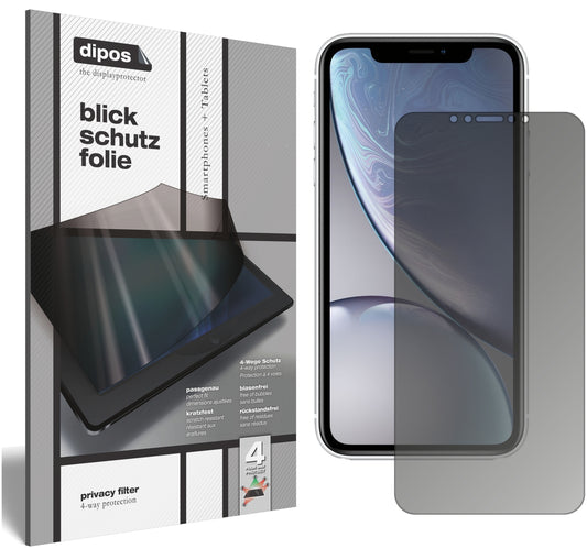 Blickschutzfolie von dipos passend für Apple iPhone XR, präziser Zuschnitt und blasenfrei montiert