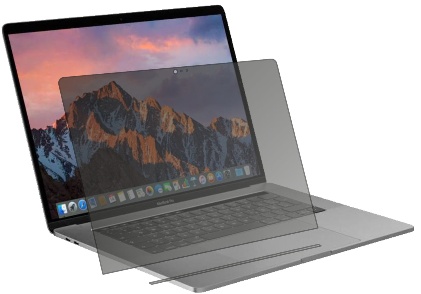 Blickschutzfolie von dipos passend für Apple MacBook Pro 15 Zoll (2019) Touchbar, präziser Zuschnitt und blasenfrei montiert