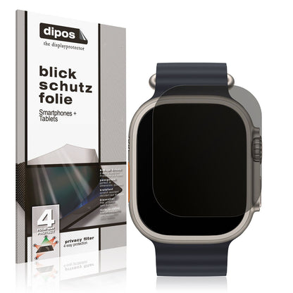 Blickschutzfolie von dipos passend für Apple Watch Ultra, präziser Zuschnitt und blasenfrei montiert