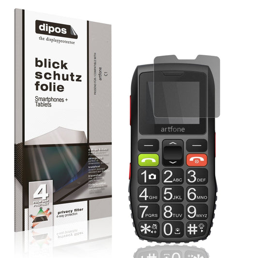 Blickschutzfolie von dipos passend für artfone C1, präziser Zuschnitt und blasenfrei montiert