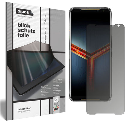 Blickschutzfolie von dipos passend für Asus ROG Phone 2, präziser Zuschnitt und blasenfrei montiert