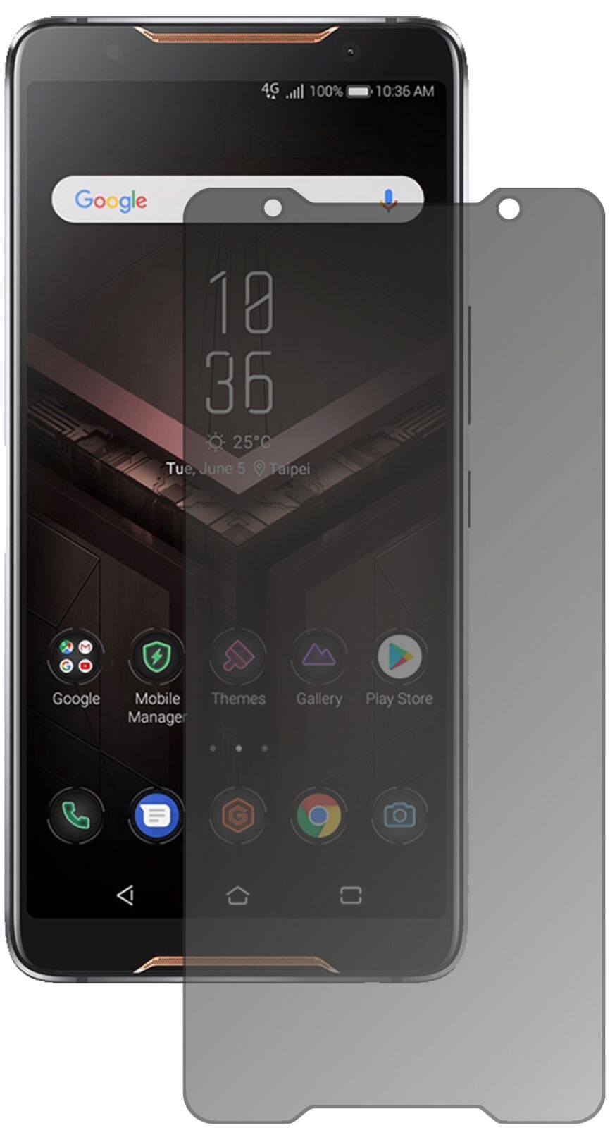 Blickschutzfolie von dipos passend für Asus ROG Phone, präziser Zuschnitt und blasenfrei montiert