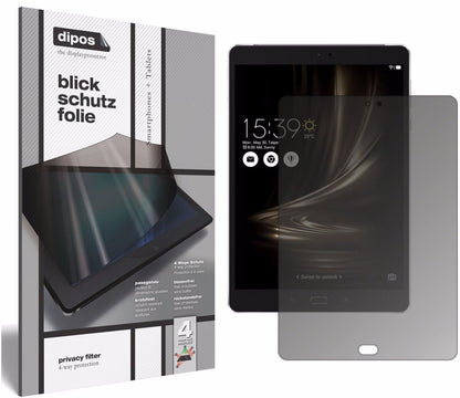 Blickschutzfolie von dipos passend für Asus ZenPad 3S 10 LTE (2017 / Z500KL), präziser Zuschnitt und blasenfrei montiert