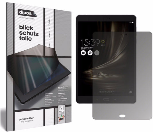 Blickschutzfolie von dipos passend für Asus ZenPad 3S 10 LTE (2017 / Z500KL), präziser Zuschnitt und blasenfrei montiert
