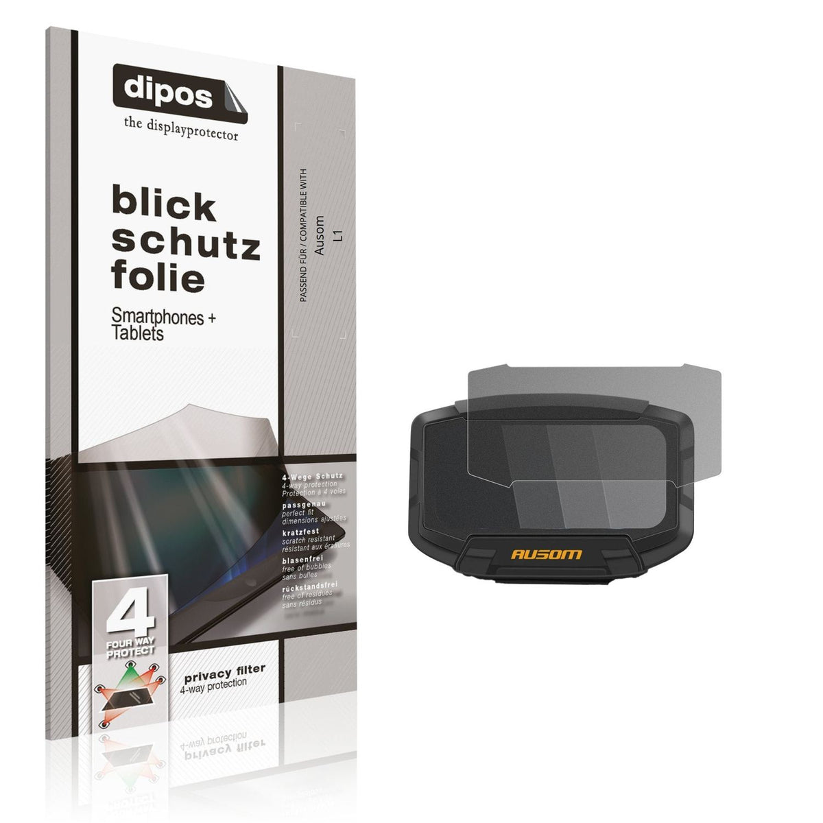 Blickschutzfolie von dipos passend für Ausom L1, präziser Zuschnitt und blasenfrei montiert