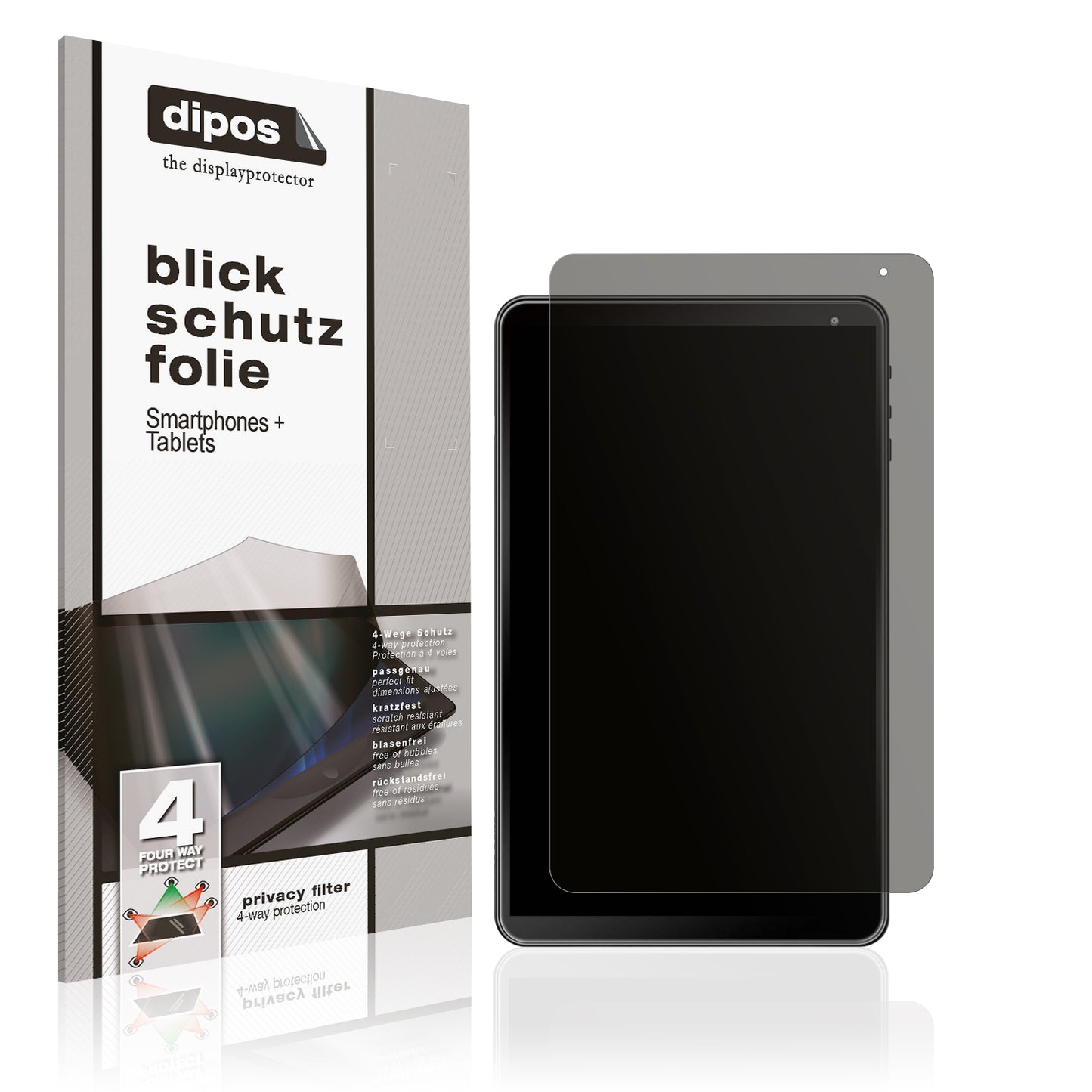 Blickschutzfolie von dipos passend für AWOW 1019 Tablet, präziser Zuschnitt und blasenfrei montiert