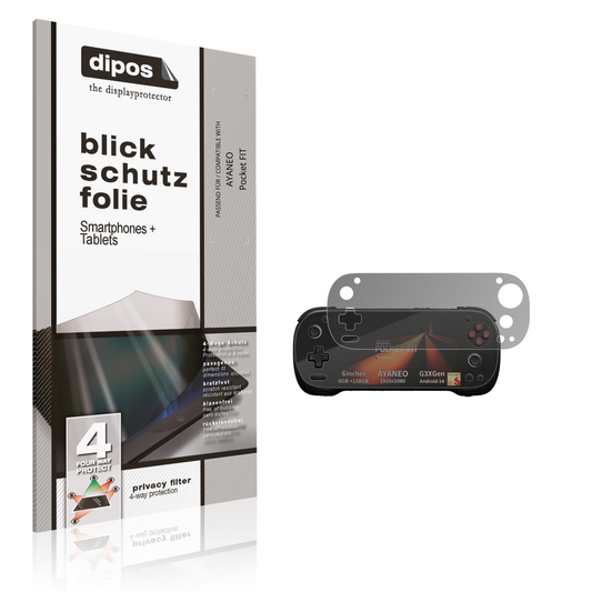 Blickschutzfolie von dipos passend für AYANEO Pocket FIT, präziser Zuschnitt und blasenfrei montiert