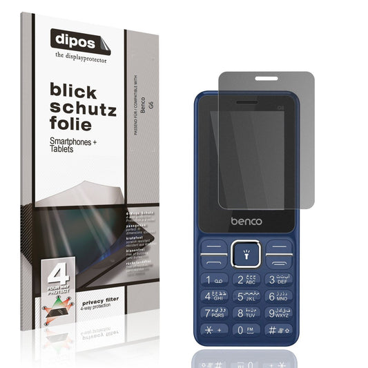 Blickschutzfolie von dipos passend für Benco G6, präziser Zuschnitt und blasenfrei montiert