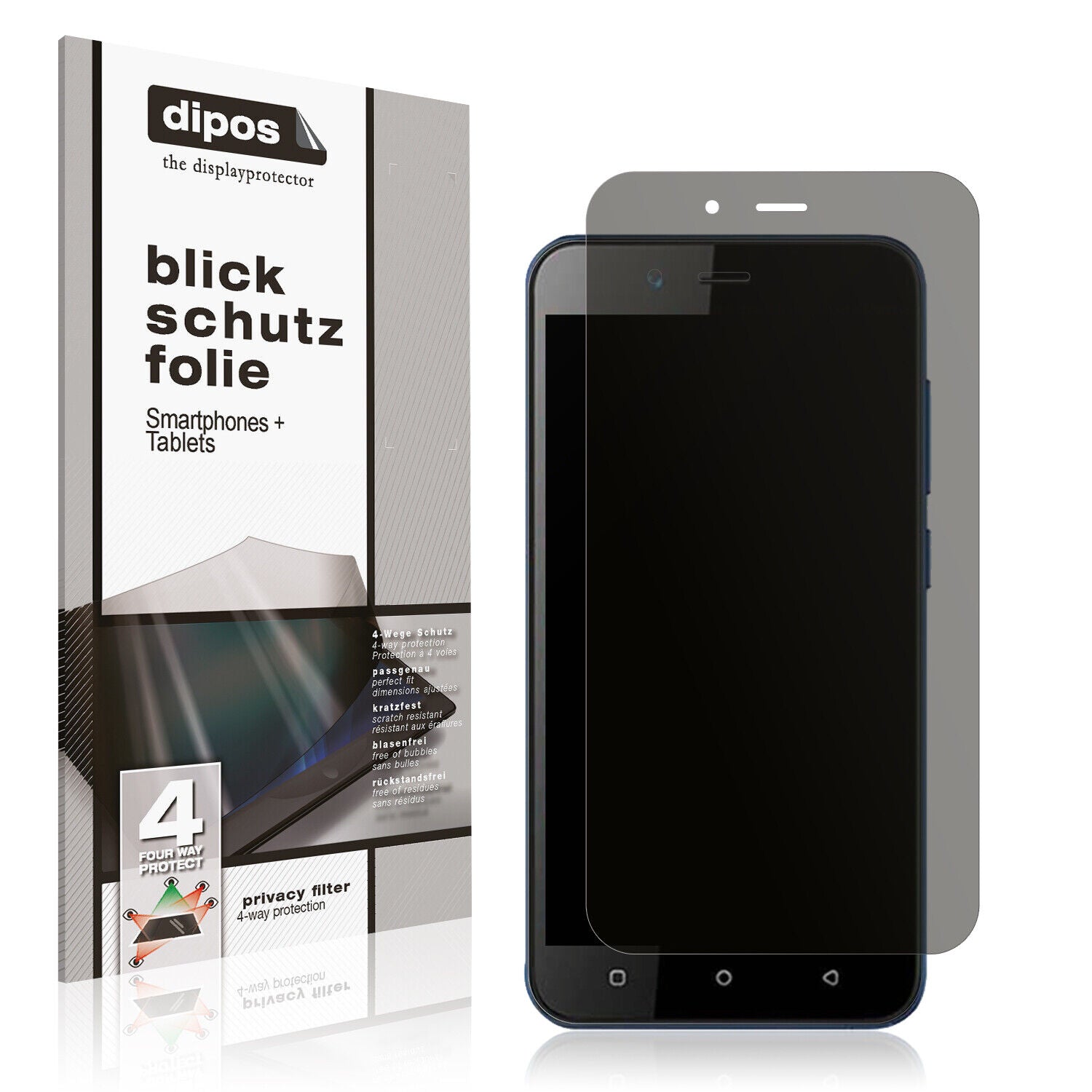 Blickschutzfolie von dipos passend für Benco Y10, präziser Zuschnitt und blasenfrei montiert