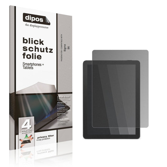 Blickschutzfolie von dipos passend für Bigme B6, präziser Zuschnitt und blasenfrei montiert