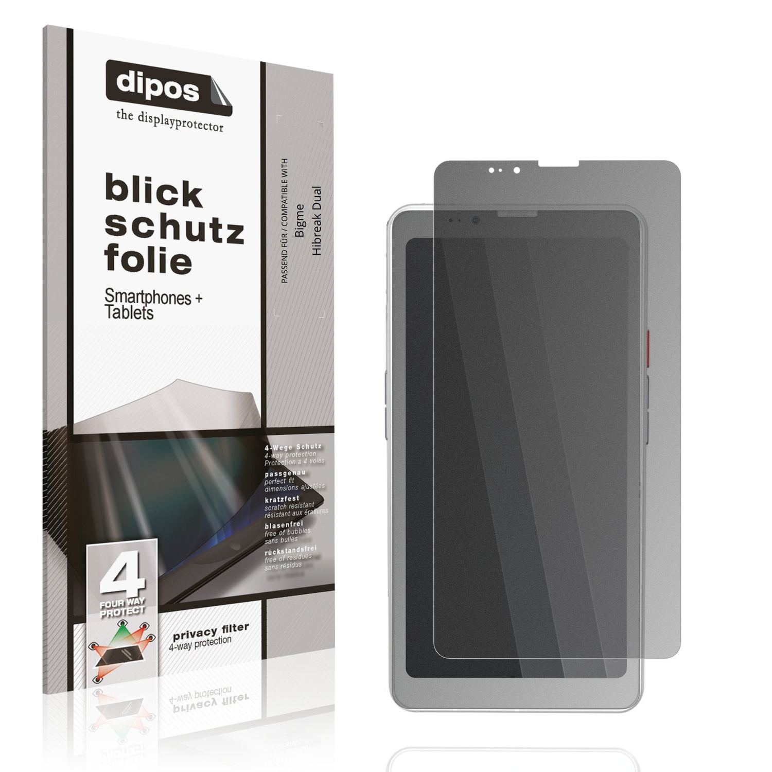 Blickschutzfolie von dipos passend für Bigme Hibreak Dual, präziser Zuschnitt und blasenfrei montiert