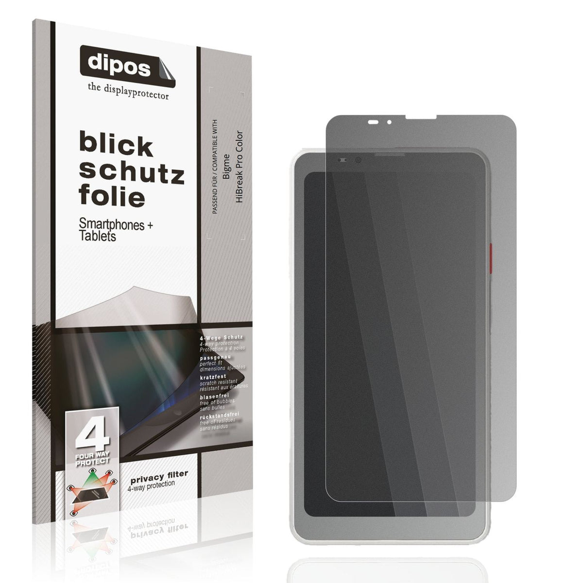 Blickschutzfolie von dipos passend für Bigme HiBreak Pro Color, präziser Zuschnitt und blasenfrei montiert