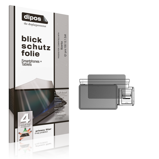 Blickschutzfolie von dipos passend für Bizerba Q1 pro 100 12.1 Zoll, präziser Zuschnitt und blasenfrei montiert