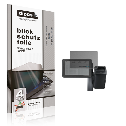 Blickschutzfolie von dipos passend für Bizerba Q1 pro 800 12.1 Zoll, präziser Zuschnitt und blasenfrei montiert