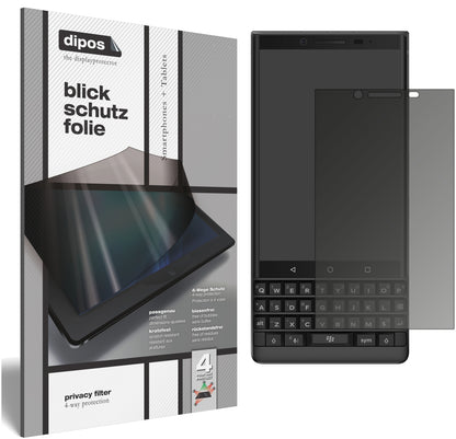 Blickschutzfolie von dipos passend für Blackberry Key 2, präziser Zuschnitt und blasenfrei montiert