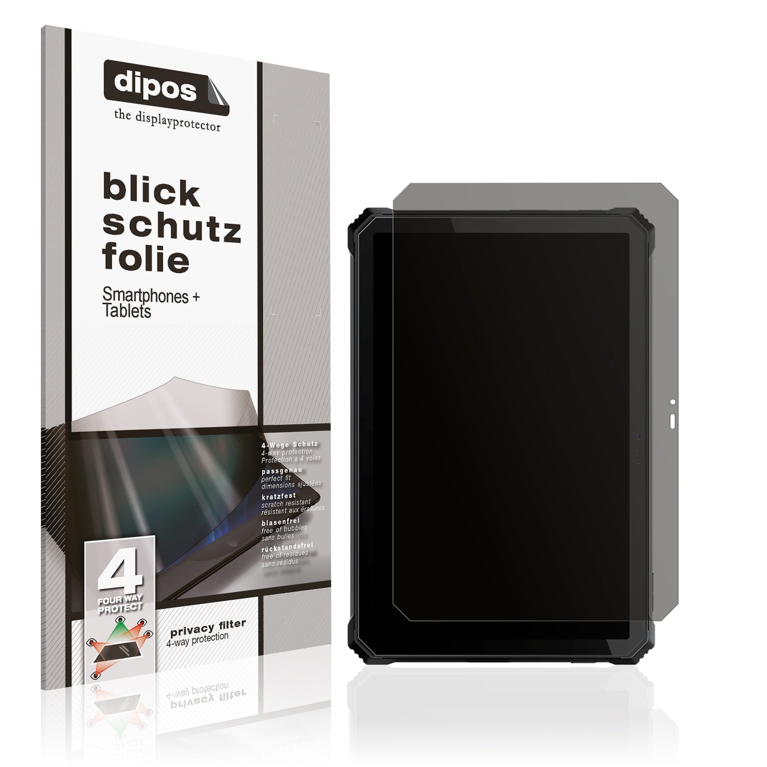 Blickschutzfolie von dipos passend für Blackview Active 12 Pro, präziser Zuschnitt und blasenfrei montiert