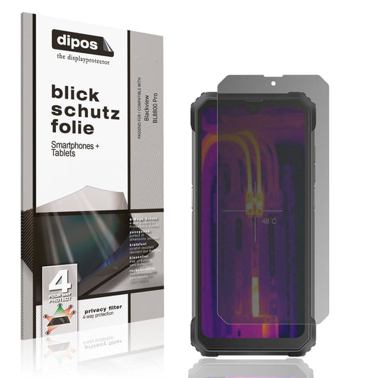 Blickschutzfolie von dipos passend für Blackview BL8800 Pro, präziser Zuschnitt und blasenfrei montiert