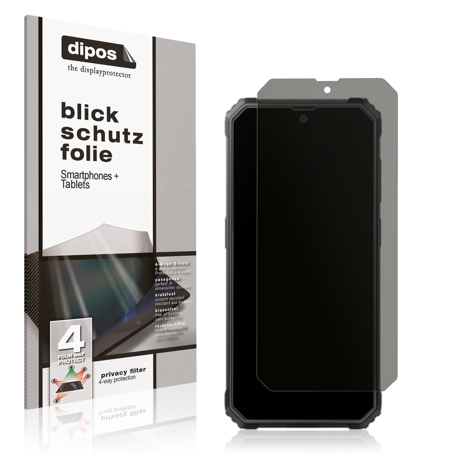 Blickschutzfolie von dipos passend für Blackview BV4800, präziser Zuschnitt und blasenfrei montiert