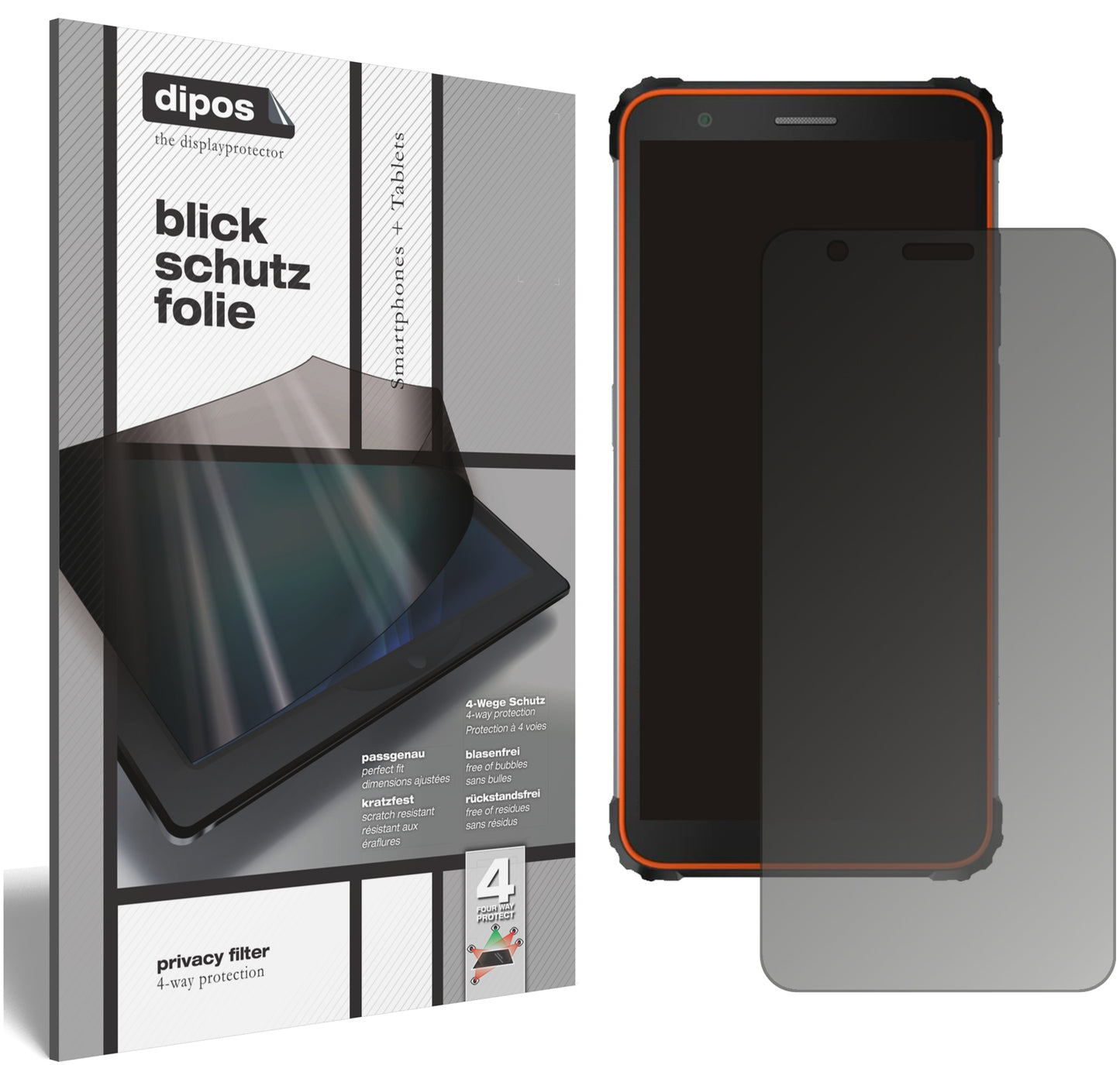 Blickschutzfolie von dipos passend für Blackview BV6600, präziser Zuschnitt und blasenfrei montiert