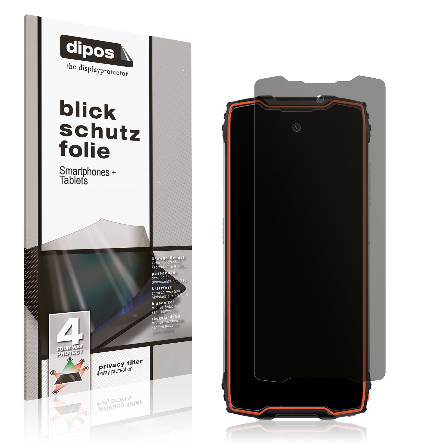 Blickschutzfolie von dipos passend für Blackview BV9300 Pro, präziser Zuschnitt und blasenfrei montiert