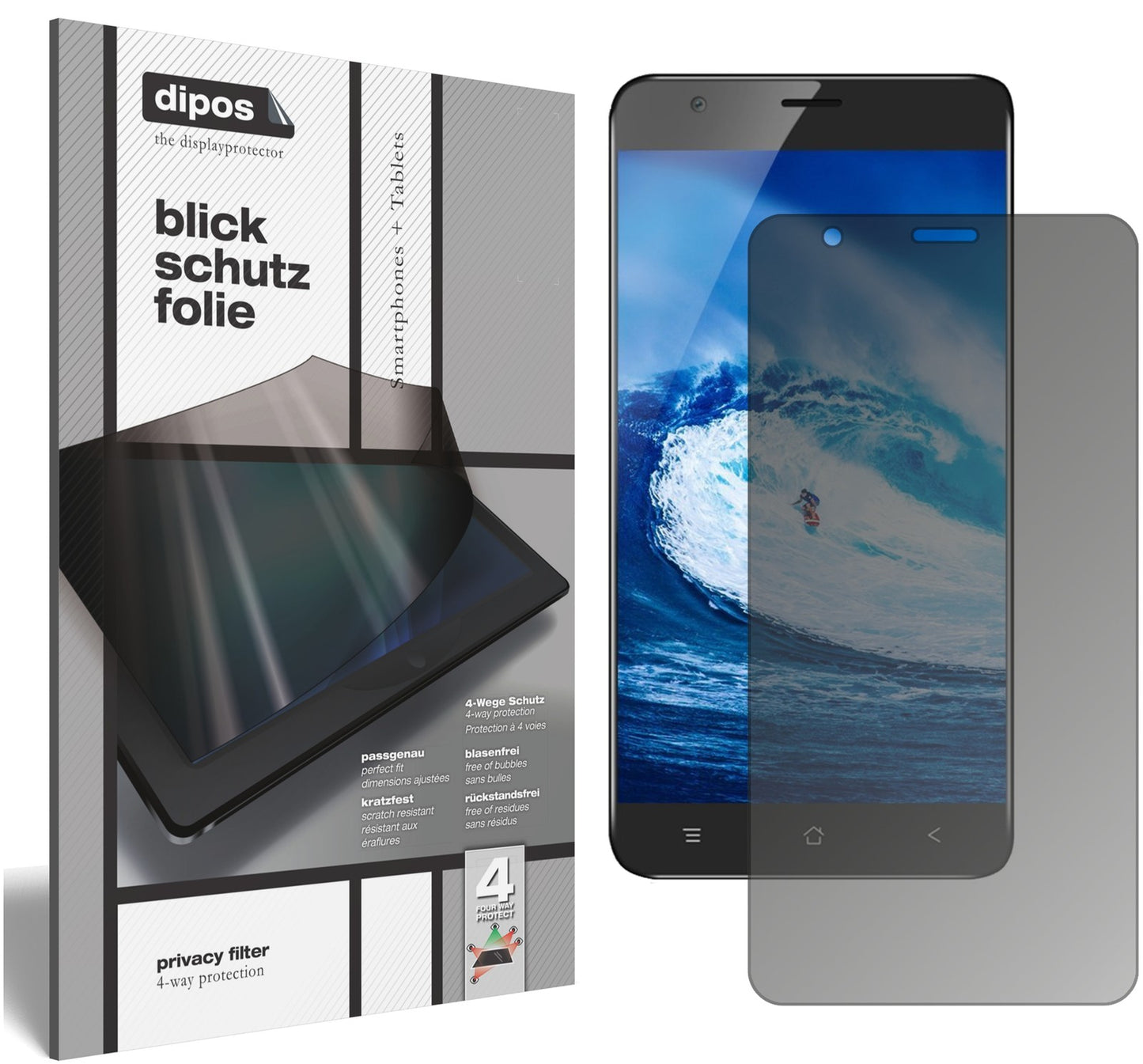 Blickschutzfolie von dipos passend für Blackview E7s, präziser Zuschnitt und blasenfrei montiert