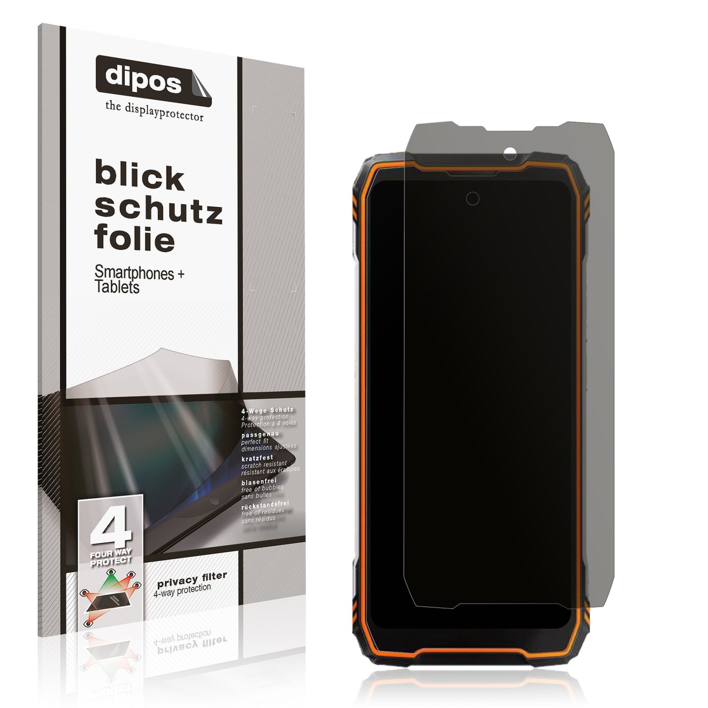 Blickschutzfolie von dipos passend für Blackview Oscal Tank 1, präziser Zuschnitt und blasenfrei montiert