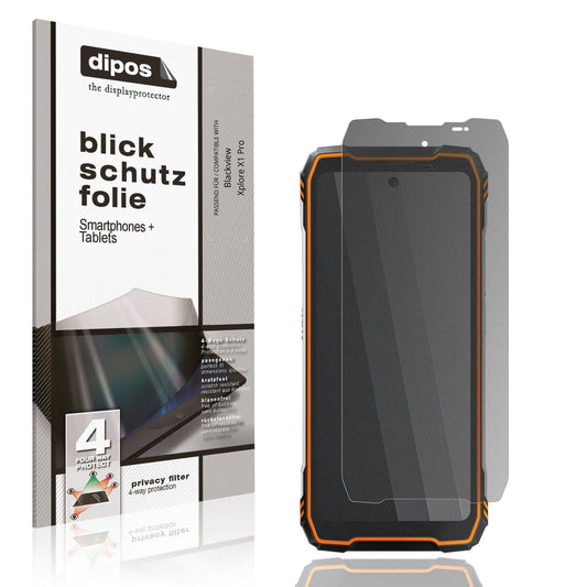 Blickschutzfolie von dipos passend für Blackview Xplore X1 Pro, präziser Zuschnitt und blasenfrei montiert
