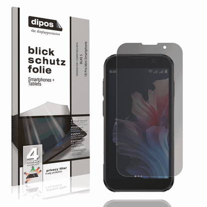 Blickschutzfolie von dipos passend für BLKE S 18 Pro Mini Smartphone, präziser Zuschnitt und blasenfrei montiert