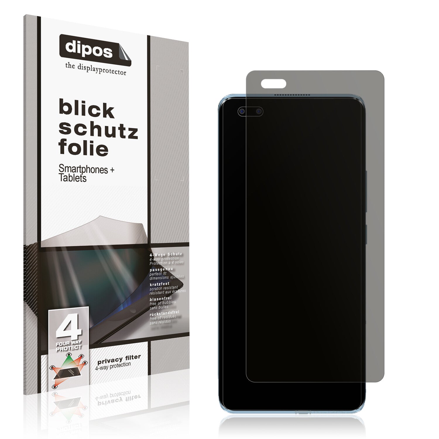 Blickschutzfolie von dipos passend für BLU Bold N2, präziser Zuschnitt und blasenfrei montiert