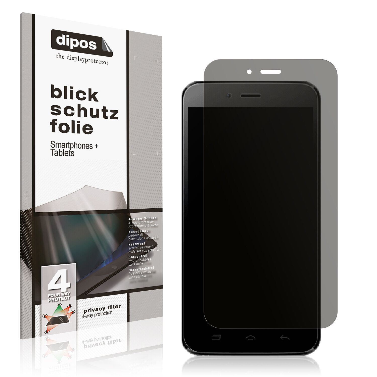 Blickschutzfolie von dipos passend für Bmobile AX1078, präziser Zuschnitt und blasenfrei montiert