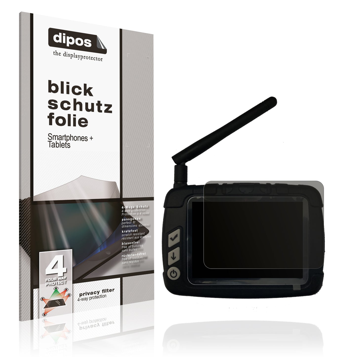 Blickschutzfolie von dipos passend für Boatman Plus Fishfinder, präziser Zuschnitt und blasenfrei montiert