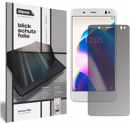 Blickschutzfolie von dipos passend für BQ Aquaris U2 Lite, präziser Zuschnitt und blasenfrei montiert
