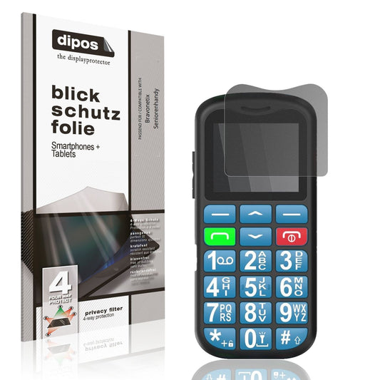 Blickschutzfolie von dipos passend für Bravonetix Seniorenhandy, präziser Zuschnitt und blasenfrei montiert