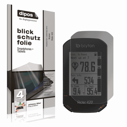 Blickschutzfolie von dipos passend für Bryton Rider 420, präziser Zuschnitt und blasenfrei montiert