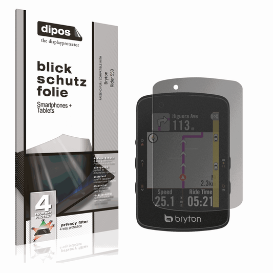 Blickschutzfolie von dipos passend für Bryton Rider 550, präziser Zuschnitt und blasenfrei montiert