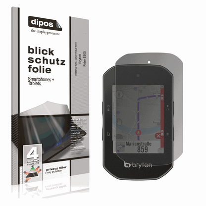 Blickschutzfolie von dipos passend für Bryton Rider S500, präziser Zuschnitt und blasenfrei montiert