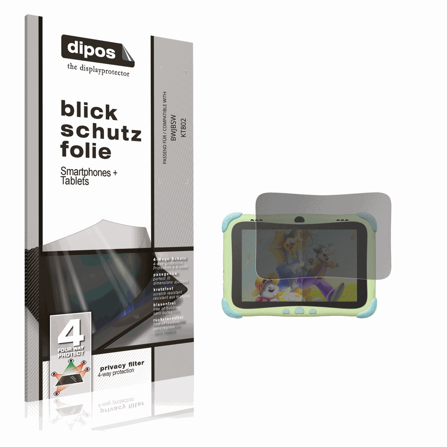 Blickschutzfolie von dipos passend für BWJBSW KT802, präziser Zuschnitt und blasenfrei montiert