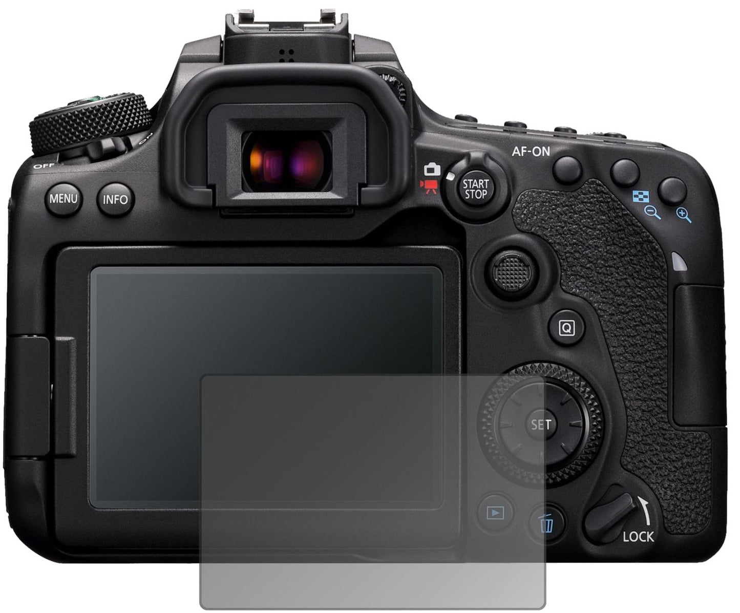 Blickschutzfolie von dipos passend für Canon EOS 90D, präziser Zuschnitt und blasenfrei montiert