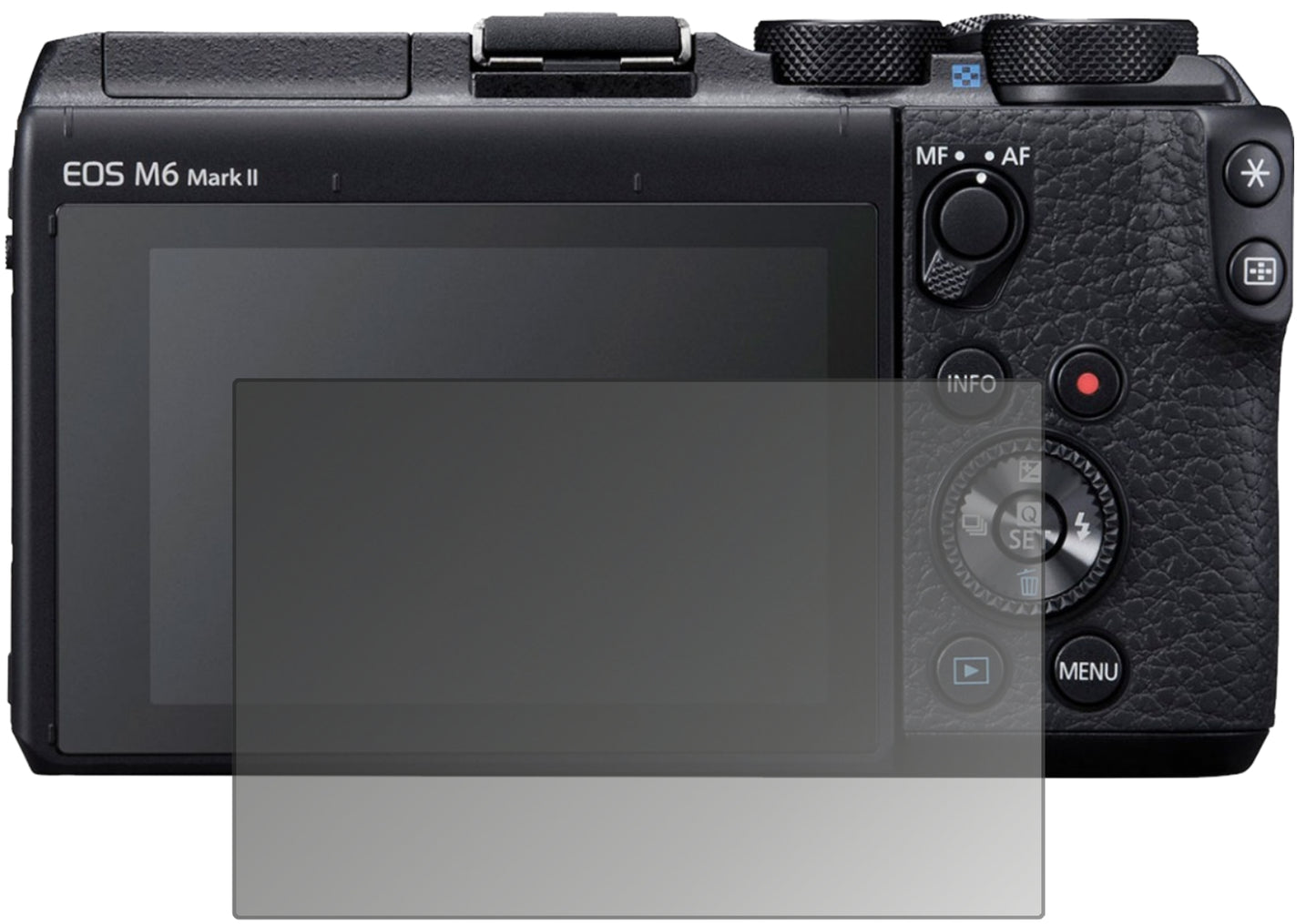 Blickschutzfolie von dipos passend für Canon EOS M6 Mark II, präziser Zuschnitt und blasenfrei montiert