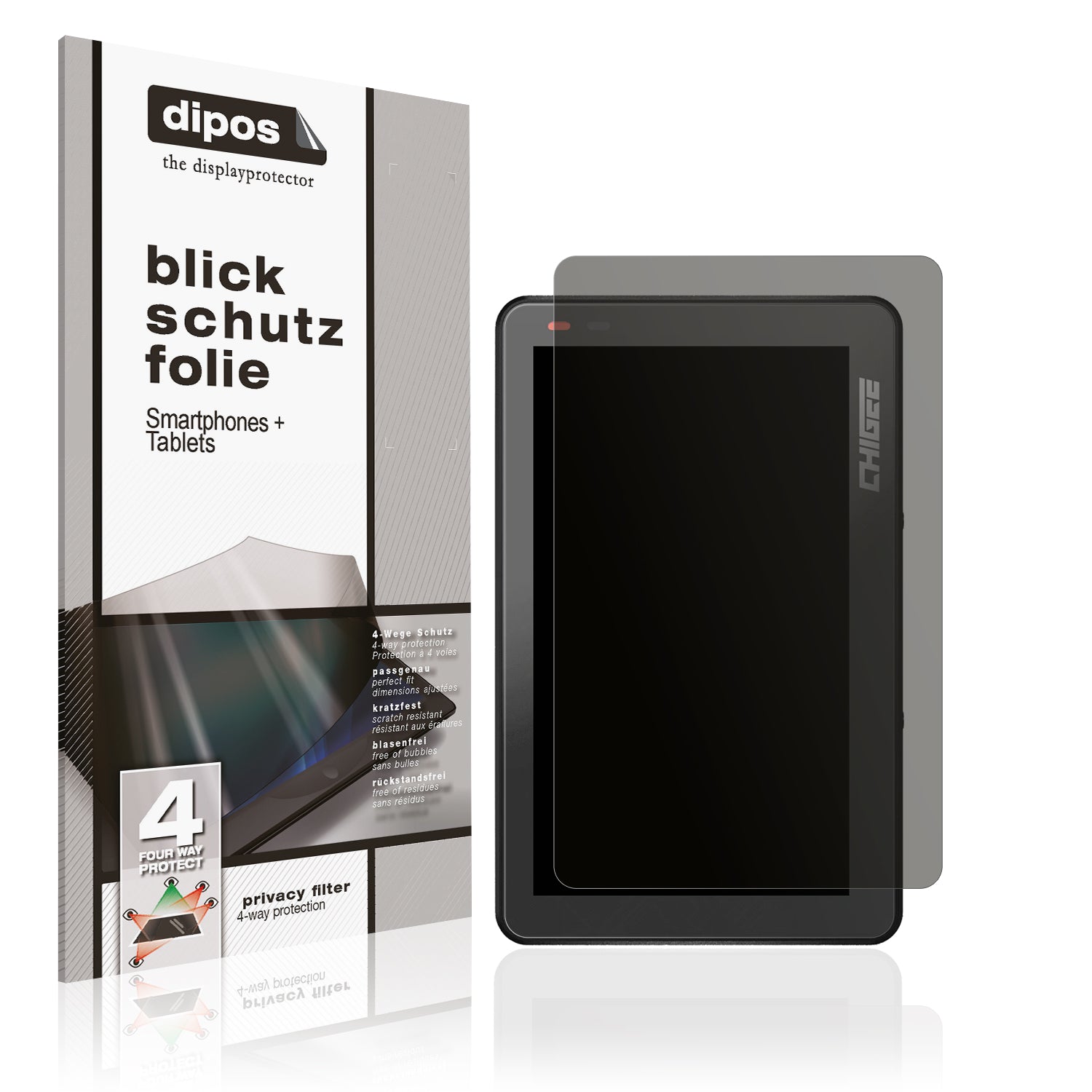 Blickschutzfolie von dipos passend für Chigee XR-3, präziser Zuschnitt und blasenfrei montiert
