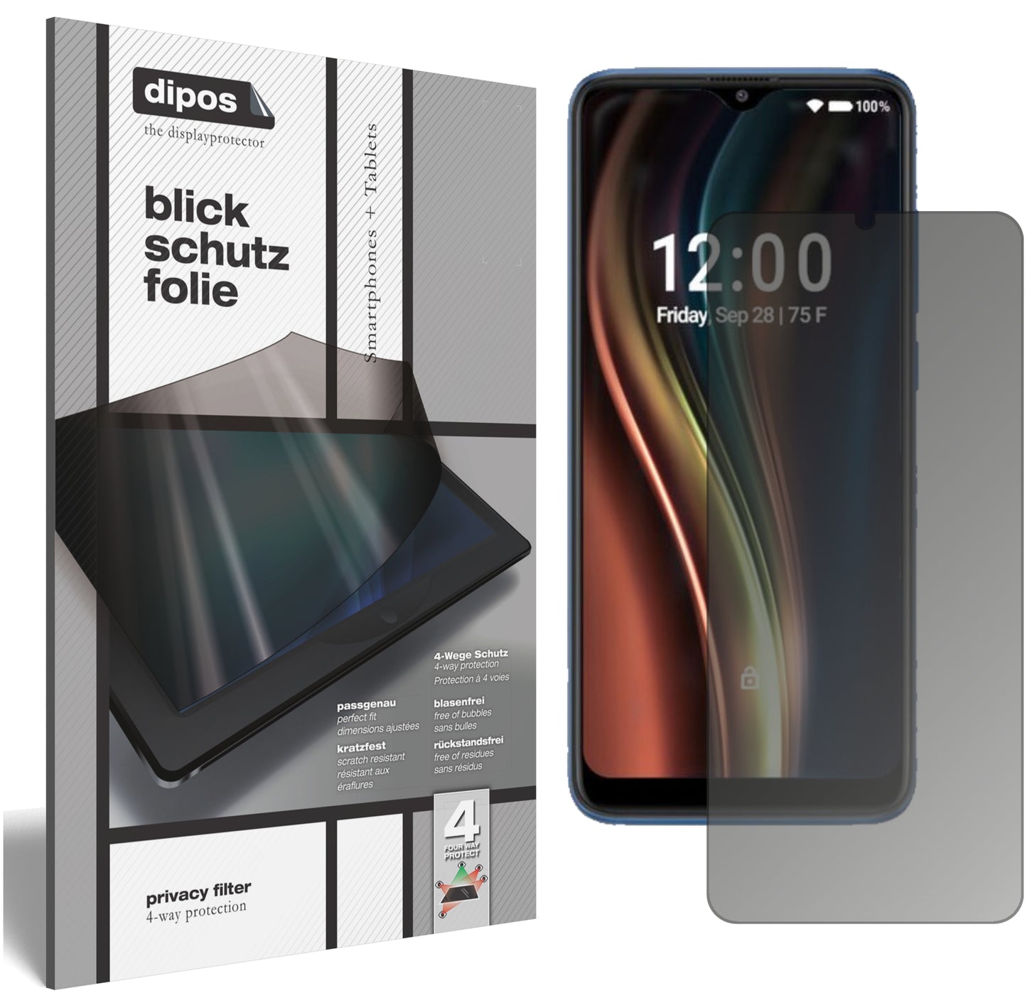 Blickschutzfolie von dipos passend für Coolpad Legacy 5G, präziser Zuschnitt und blasenfrei montiert