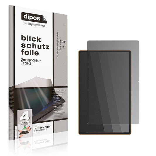 Blickschutzfolie von dipos passend für Crelander T70 Pro, präziser Zuschnitt und blasenfrei montiert