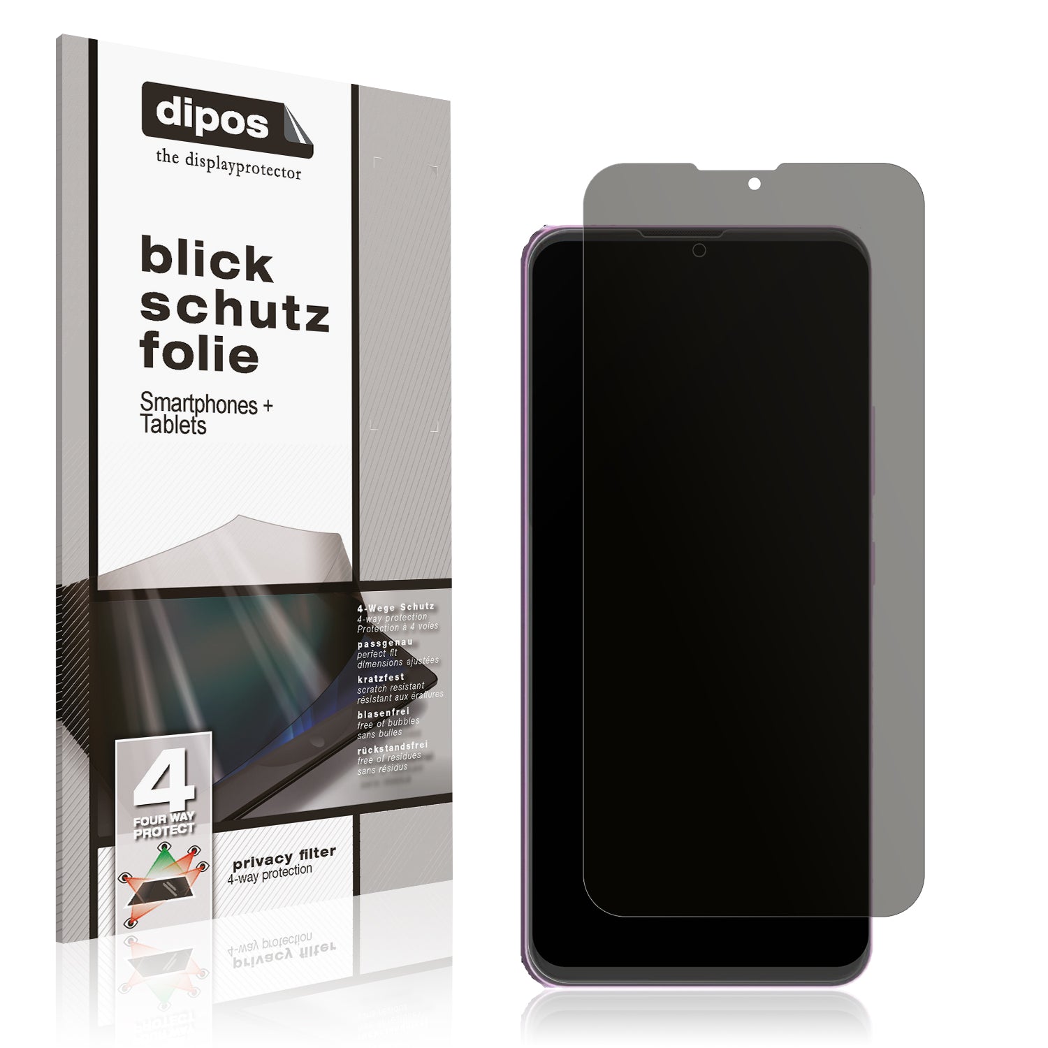 Blickschutzfolie von dipos passend für Cubot A10, präziser Zuschnitt und blasenfrei montiert